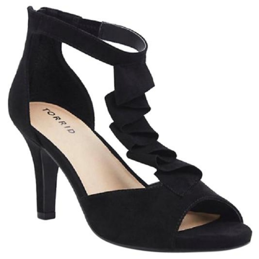 Ruffle Peep Toe Heels